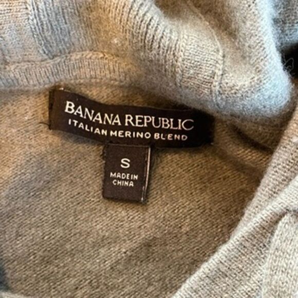 Banana Republic New Way Hi Low Green Knit Hoodie Sweater Small Merino Wool - Picture 4 of 9